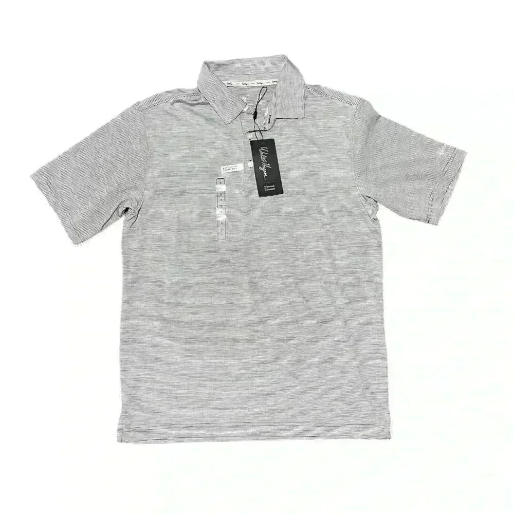 Walter Hagen Perfect 11 Performance Golf Polo‎ Size Small White Black Stripes
